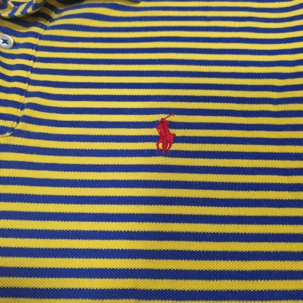 Vintage‎ Blue Tag Polo Ralph Lauren Shirt Mens 2xl Yellow Striped Red Logo